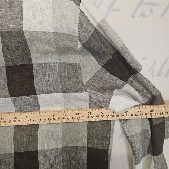 Vince Button Down Shirt Size Large Plaid 100% Linen Long Sleeve - Picture 6 of 8